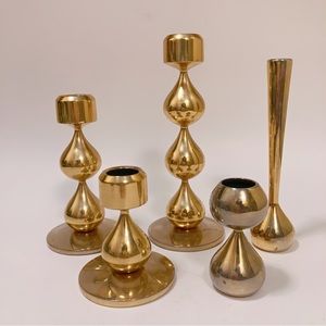 Danish Modern 24-Carat Gold Plated Candlesticks by Hugo Asmussen 1960s Set of 4